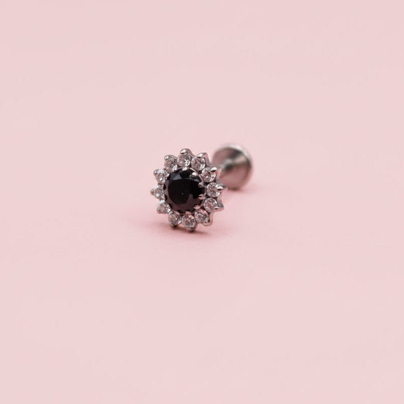 Piercing Girasol Negro de zirconias  - Titanio