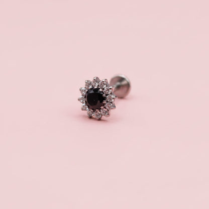 Piercing Girasol Negro de zirconias  - Titanio