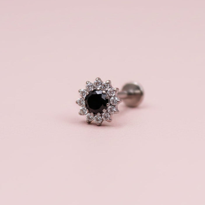 Piercing Girasol Negro de zirconias  - Titanio