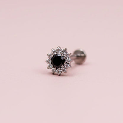 Piercing Girasol Negro de zirconias  - Titanio
