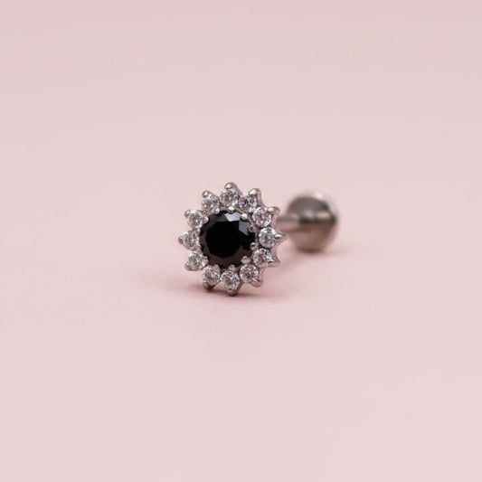 Piercing Girasol Negro de zirconias  - Titanio