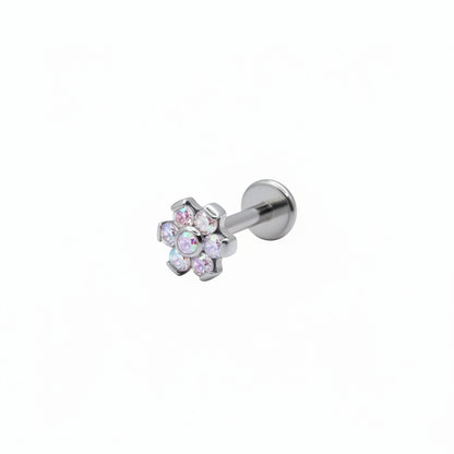 Piercing Flor 6 petalos tornasol- Titanio (Labret)