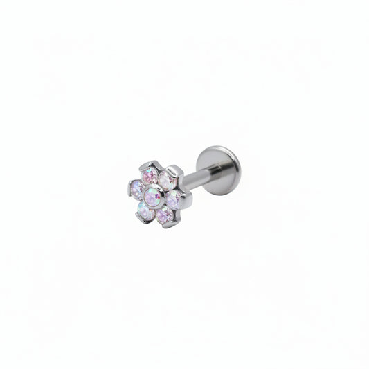 Piercing Flor 6 petalos tornasol- Titanio (Labret)