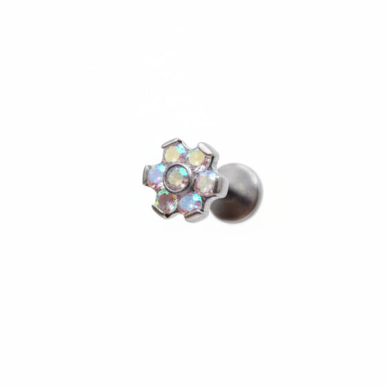 Piercing Flor 6 petalos tornasol- Titanio (Labret)