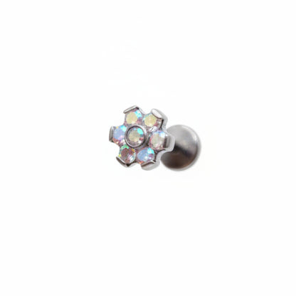 Piercing Flor 6 petalos tornasol- Titanio (Labret)