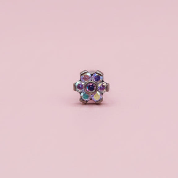 Piercing Flor 6 petalos tornasol- Titanio (Labret)