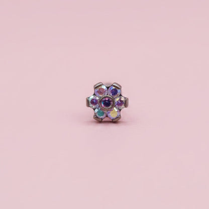 Piercing Flor 6 petalos tornasol- Titanio (Labret)