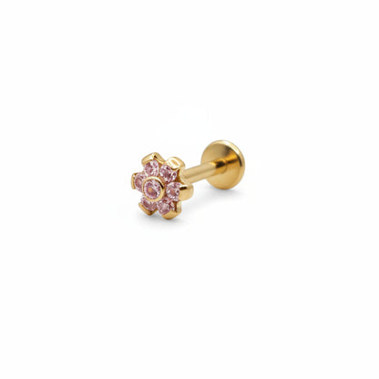 Piercing Flor 6 petalos tornasol- Titanio (Labret)