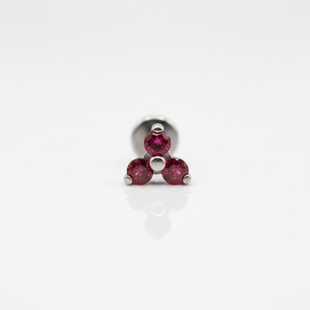 Piercing Trebol Rubí - Titanio