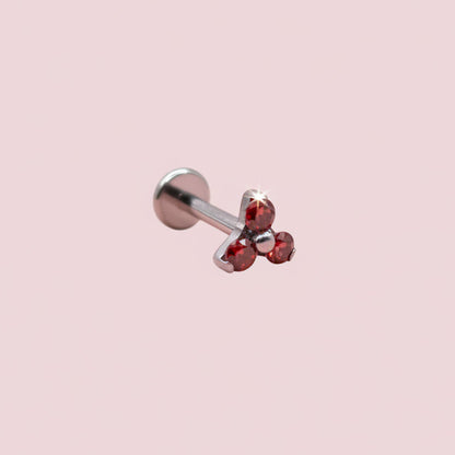 Piercing Trebol Rubí - Titanio