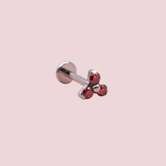 Piercing Trebol Rubí - Titanio