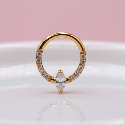 Piercing Aro clicker Rombi y zirconias  blancas- Titanio