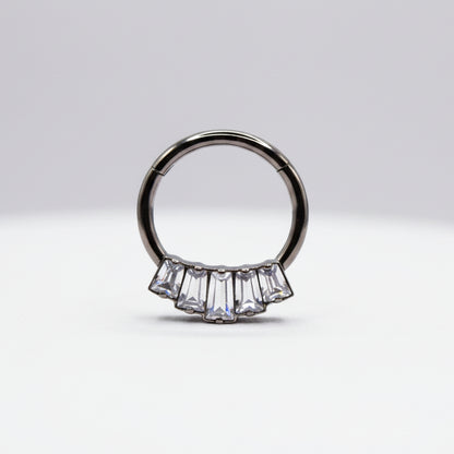 Piercing Aro clicker maxi cristales de zirconias  blancas- Titanio