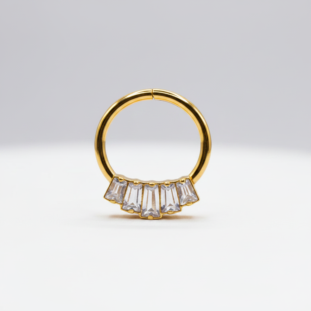 Piercing Aro clicker maxi cristales de zirconias  blancas- Titanio