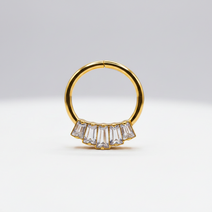 Piercing Aro clicker maxi cristales de zirconias  blancas- Titanio