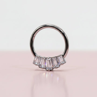 Piercing Aro clicker maxi cristales de zirconias  blancas- Titanio