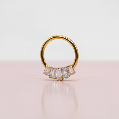 Piercing Aro clicker maxi cristales de zirconias  blancas- Titanio