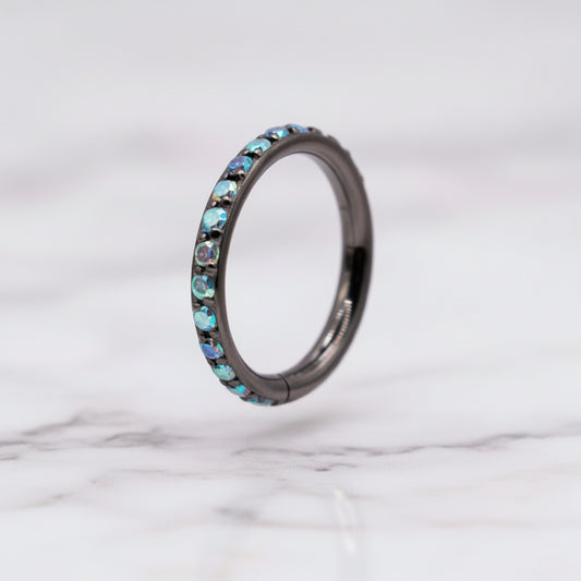 Piercing Aro zirconias tornasol - Titanio