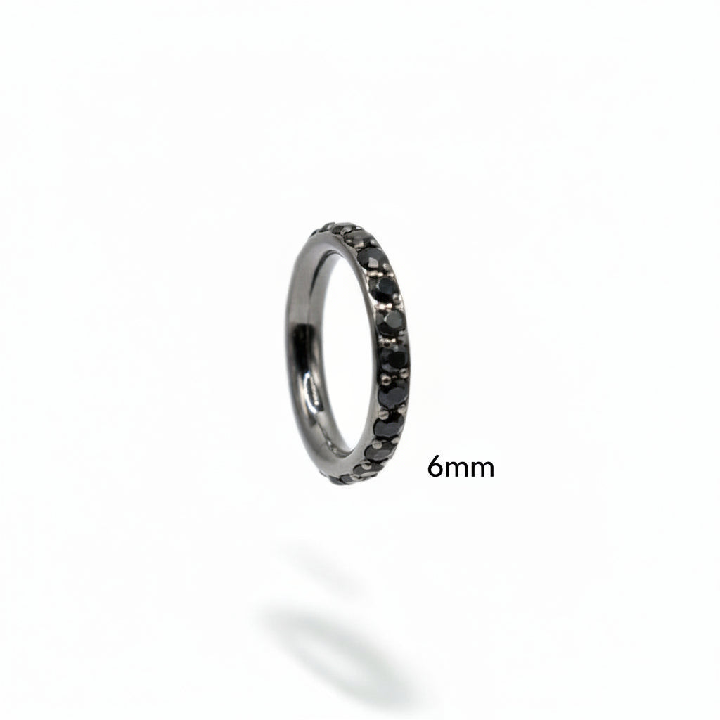 Piercing Aro mini zirconias negras - Titanio