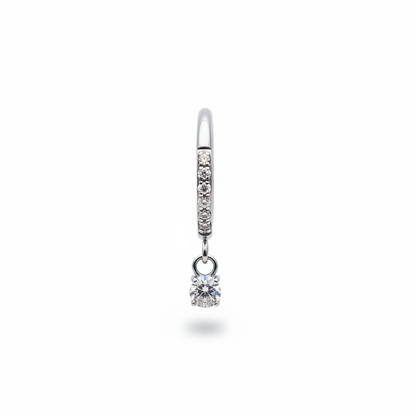 Aro clicker con zirconia colgante para lóbulo, helix, nostril  - Titanio