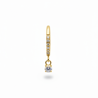 Aro clicker con zirconia colgante para lóbulo, helix, nostril  - Titanio