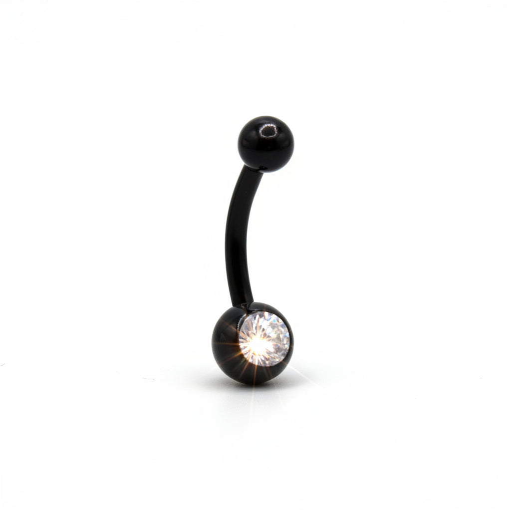 Piercing de ombligo recubrimieto PVD NEGRO - Titanio