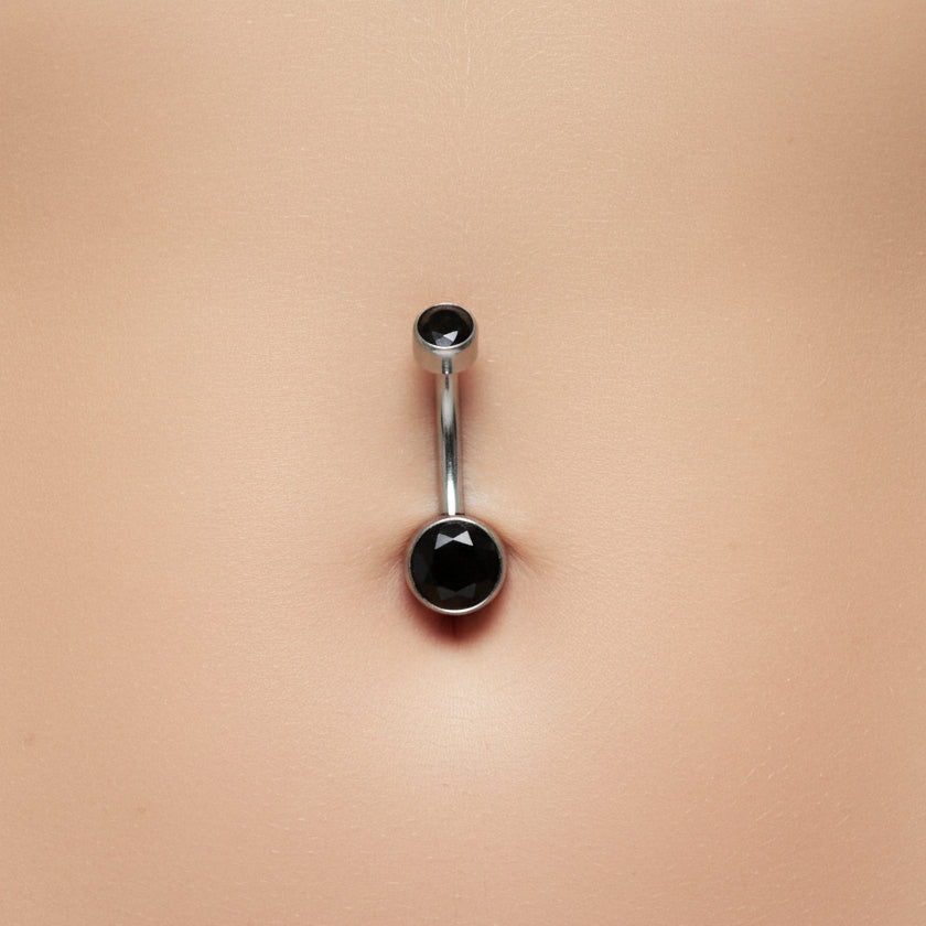 Piercing de ombligo Zirconias negras - Titanio