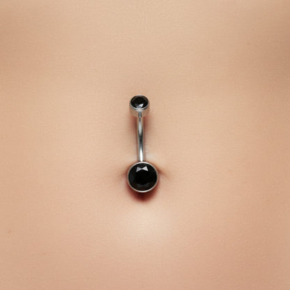 Piercing de ombligo Zirconias negras - Titanio