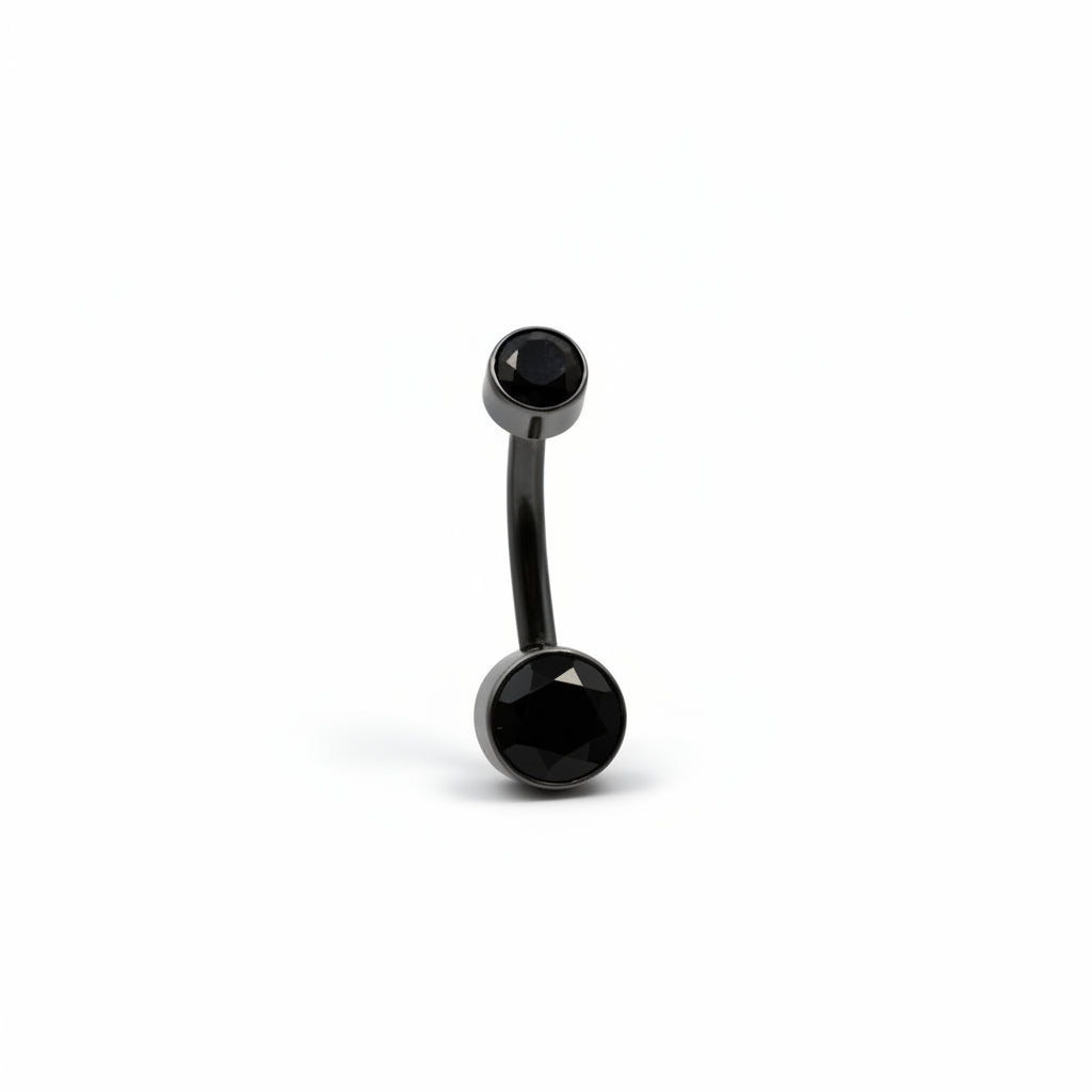 Piercing de ombligo Zirconias negras - Titanio