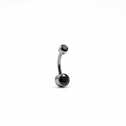 Piercing de ombligo Zirconias negras - Titanio