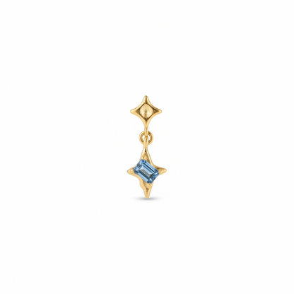 Piercing Destello azul Titanio Push- Pin RECUBRIMIENTO PVD GOLD