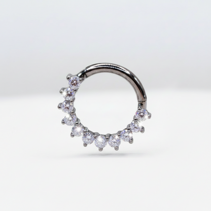 Piercing Aro clicker 11 mini zirconias blancas- Titanio