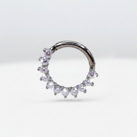 Piercing Aro clicker 11 mini zirconias blancas- Titanio