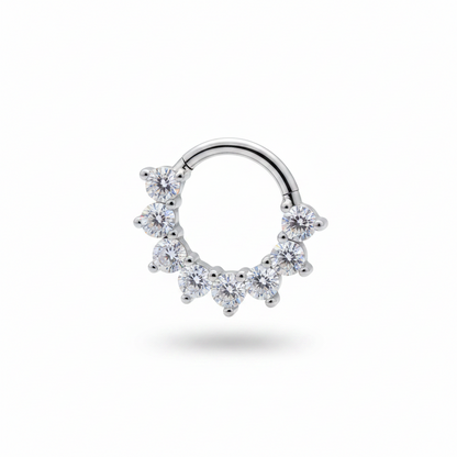 Piercing Aro clicker 8 zirconias blancas- Titanio