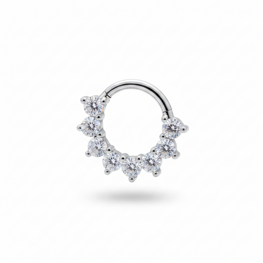 Piercing Aro clicker 8 zirconias blancas- Titanio