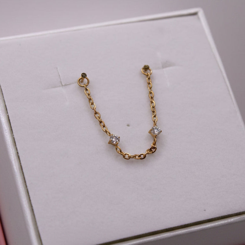Cadena con zirconias - Titanio (PVD GOLD)