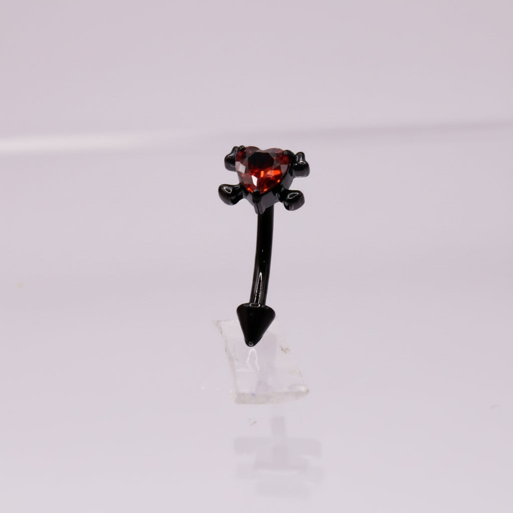 Piercing Banana corazón cúpido - Titanio recubrimiento PVD BLACK