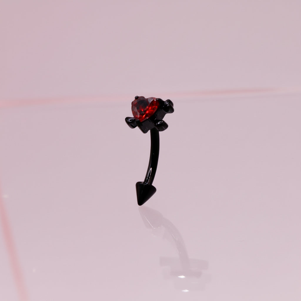 Piercing Banana corazón cúpido - Titanio recubrimiento PVD BLACK