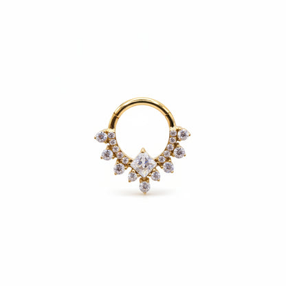 Aro clicker Princesa con Rombo - Titanio (Recubrimiento PVD GOLD)