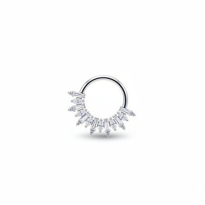 Piercing Aro Clicker Corona Radiante con Zirconias - Titanio