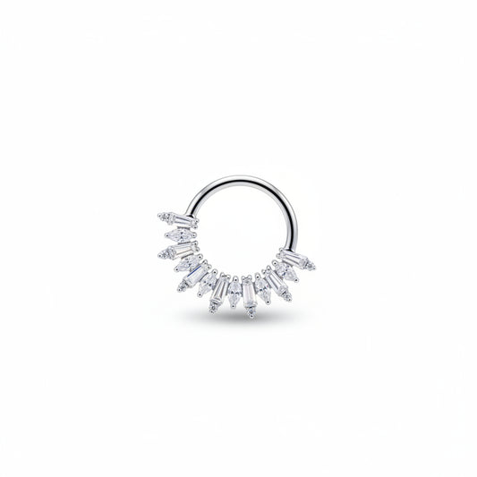 Piercing Aro Clicker Corona Radiante con Zirconias - Titanio