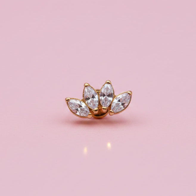 Piercing Flor de Loto Blanca - Titanio (Recubrimiento PVD GOLD)