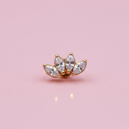 Piercing Flor de Loto Blanca - Titanio (Recubrimiento PVD GOLD)