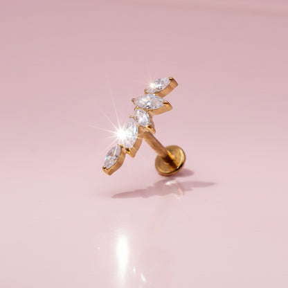 Piercing Arco olivos blancos - Titanio (Recubrimiento PVD GOLD)