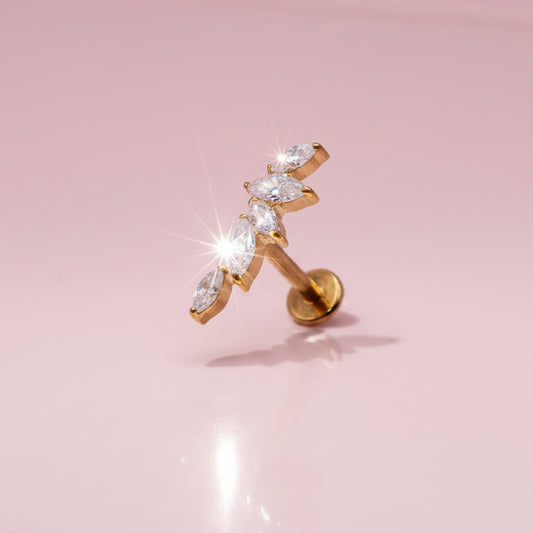 Piercing Arco olivos blancos - Titanio (Recubrimiento PVD GOLD)