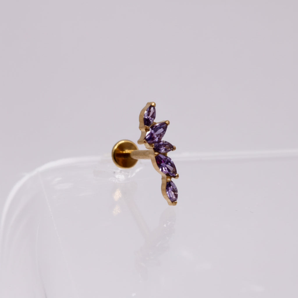 Piercing Arco olivos morados - Titanio (Recubrimiento PVD GOLD)