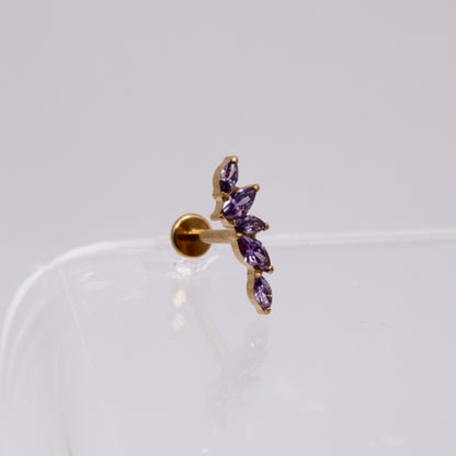 Piercing Arco olivos morados - Titanio (Recubrimiento PVD GOLD)