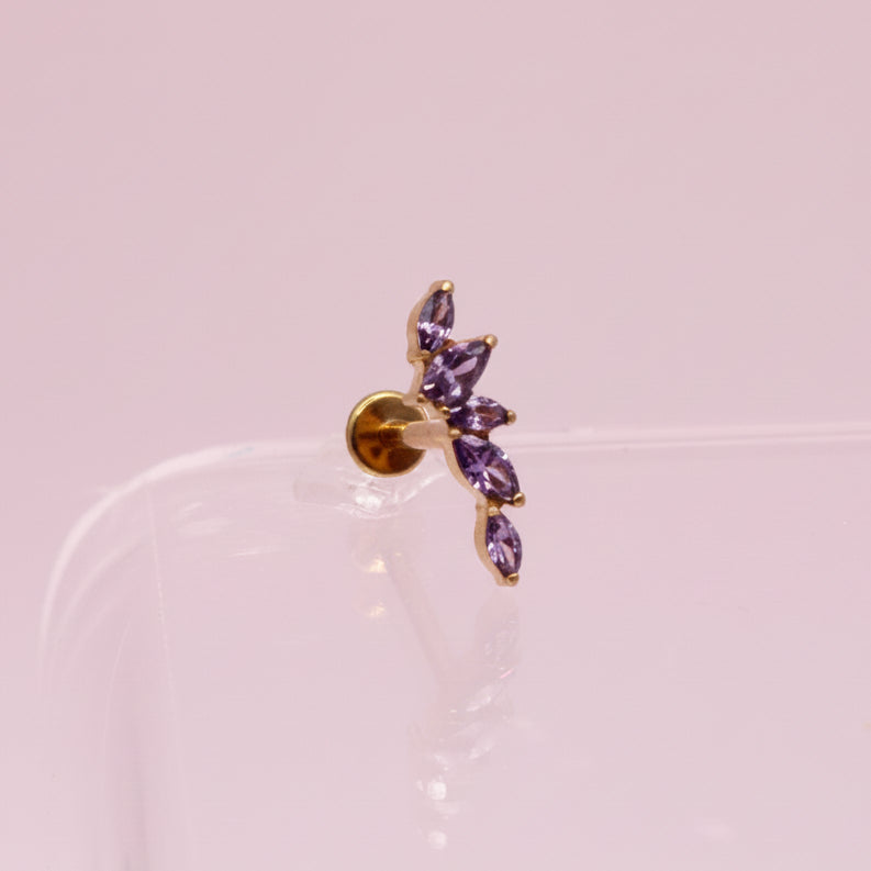 Piercing Arco olivos morados - Titanio (Recubrimiento PVD GOLD)