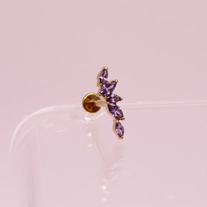 Piercing Arco olivos morados - Titanio (Recubrimiento PVD GOLD)