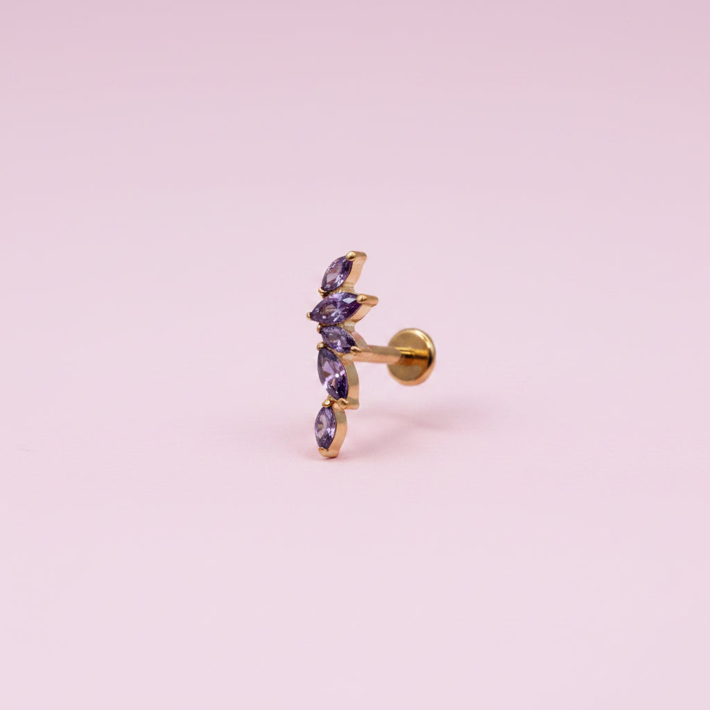 Piercing Arco olivos morados - Titanio (Recubrimiento PVD GOLD)